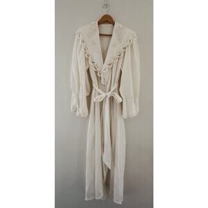 JONQUIL by DIANE SAMANDI White Lace & Nightgown Robe Sz M VTG
